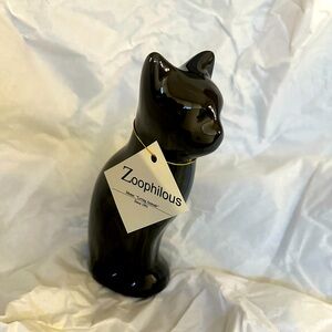 Ebony Sitting Cat Ceramic Urn
